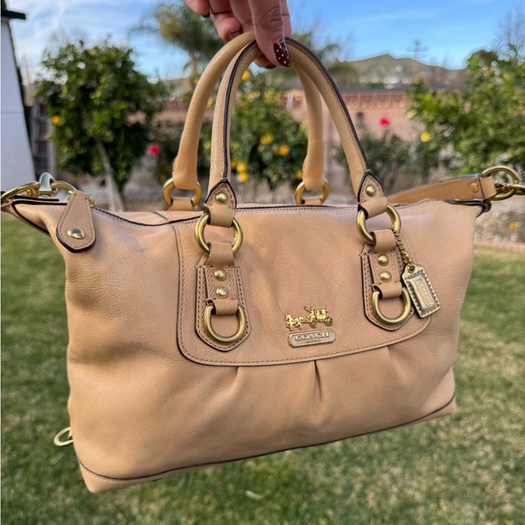 Vintage Coach Madison Sabrina Satchel Beige Leather Shoulder Purse Bag #12937 - Picture 3 of 16